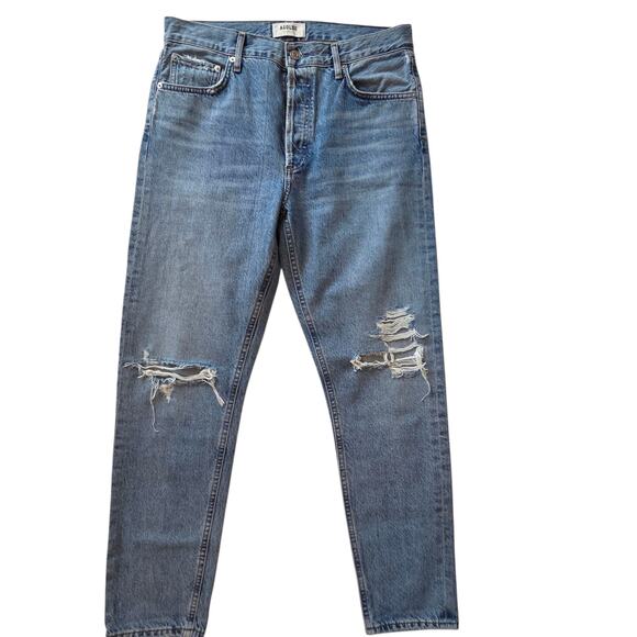AGOLDE Jamie Jeans, Button Fly High-Rise Distressed Straight Leg size 28, ankle - Picture 1 of 11